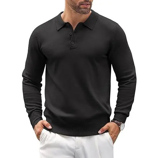 Men's wear Knit Polo Shirts Casual Long Sleeve
