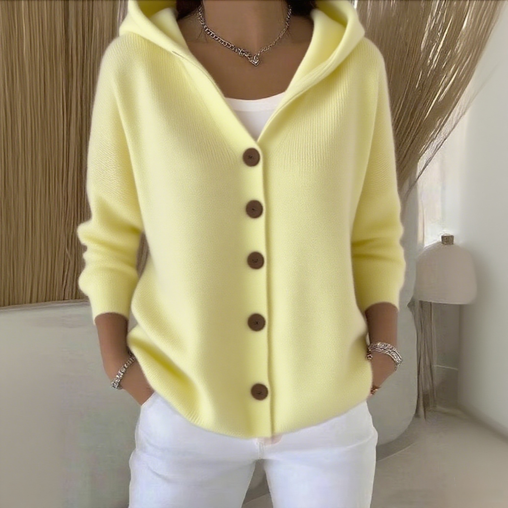 Women Cotton Plain Long Sleeve Comfy Casual Cardigan