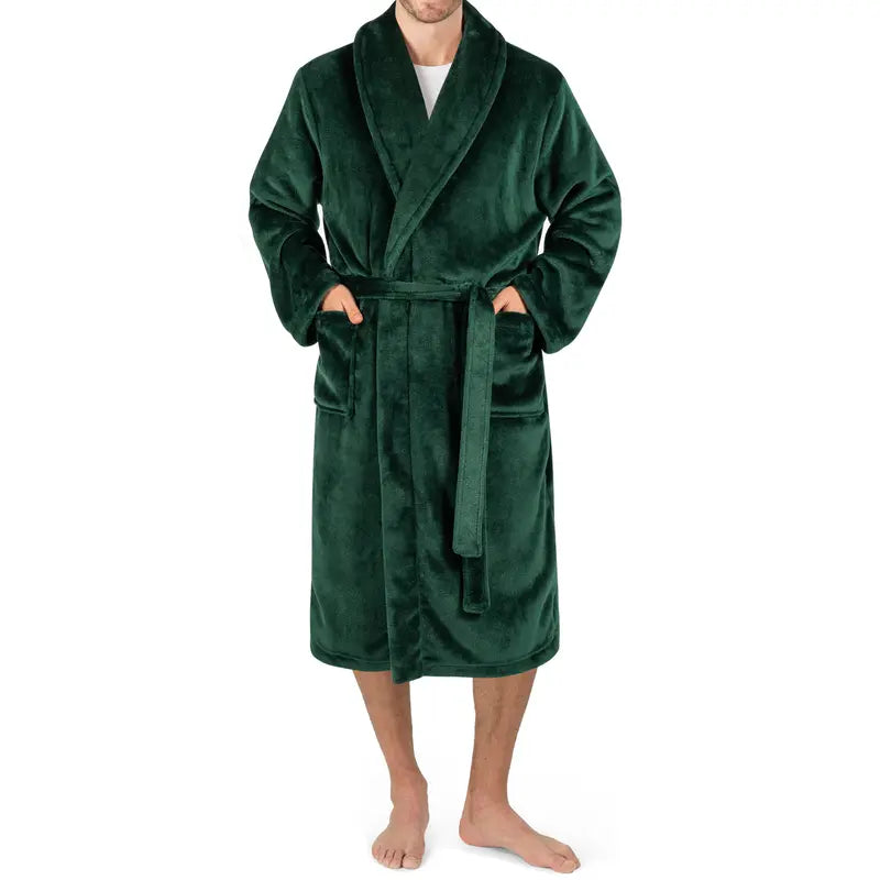 PAVILIA Mens Soft Robe Bathrobe for Men,Lightweight Fleece Male Robe Long Bath Shower Spa with Shawl Collar and Pockets