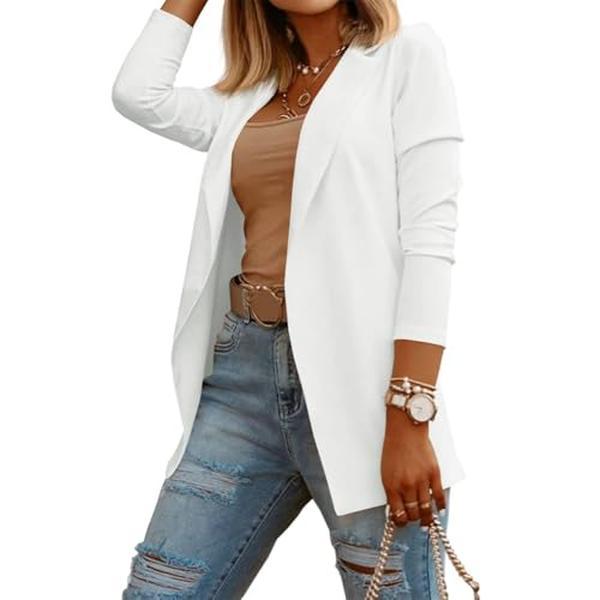 Goranbon Womens Casual Long Sleeve Blazers Solid Color Knit Blazer Work Office Open Front/Button Down Blazer Jacket Formal Essential