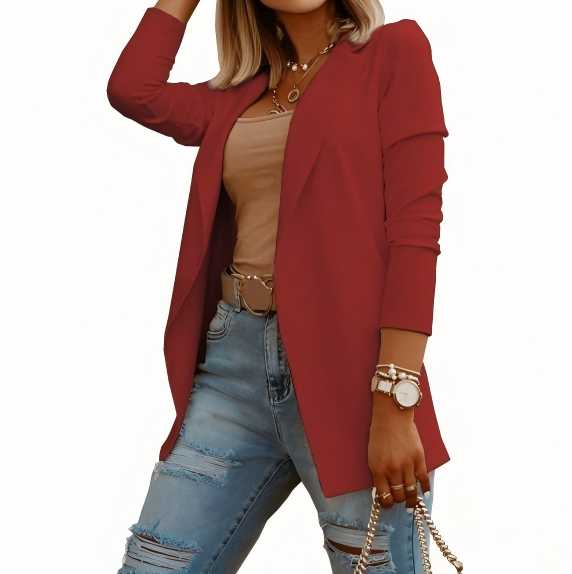 Goranbon Womens Casual Long Sleeve Blazers Solid Color Knit Blazer Work Office Open Front/Button Down Blazer Jacket Formal Essential