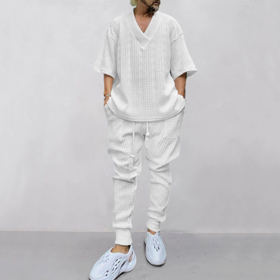 Casual Cable Knit T-shirt Set