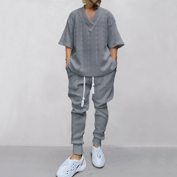 Casual Cable Knit T-shirt Set