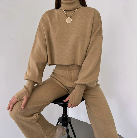GLOWMODE Modal Soft Warm CurvedBubble Hem Waist Length Oversized Ribbed Cuffs High Neck Pullover Sweatshirt Daily