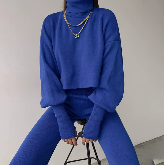 GLOWMODE Modal Soft Warm CurvedBubble Hem Waist Length Oversized Ribbed Cuffs High Neck Pullover Sweatshirt Daily