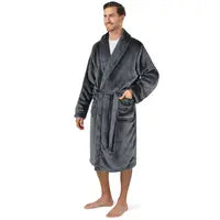 PAVILIA Mens Soft Robe Bathrobe for Men,Lightweight Fleece Male Robe Long Bath Shower Spa with Shawl Collar and Pockets