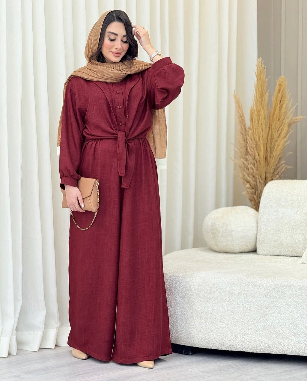 Women Poly Linen Shirt & trouser Jump Set