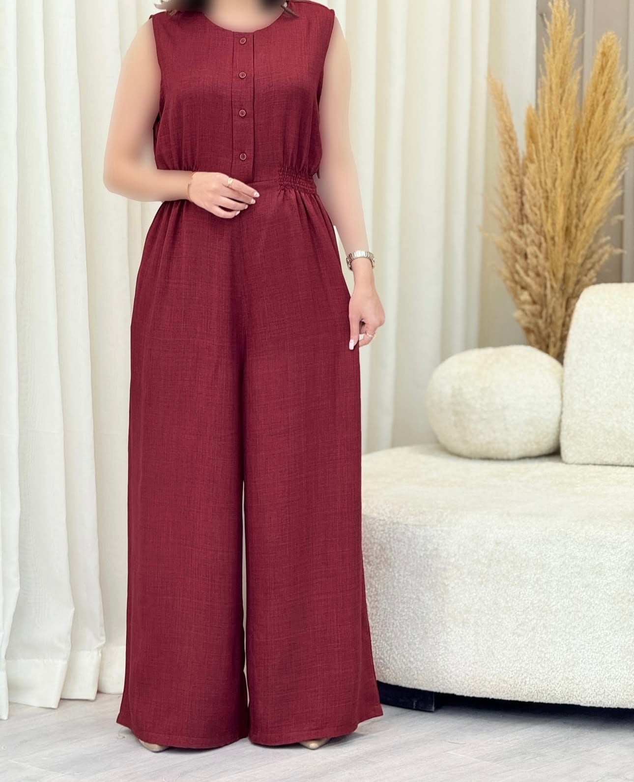 Women Poly Linen Shirt & trouser Jump Set