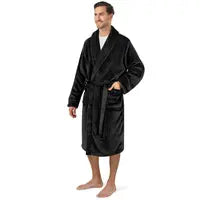 PAVILIA Mens Soft Robe Bathrobe for Men,Lightweight Fleece Male Robe Long Bath Shower Spa with Shawl Collar and Pockets