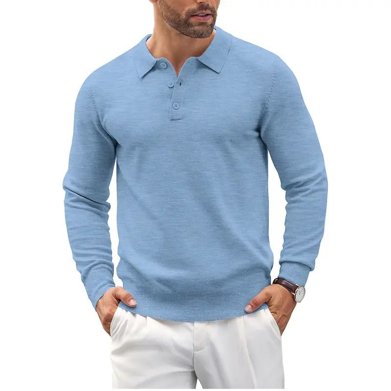 Men's wear Knit Polo Shirts Casual Long Sleeve