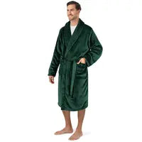 PAVILIA Mens Soft Robe Bathrobe for Men,Lightweight Fleece Male Robe Long Bath Shower Spa with Shawl Collar and Pockets