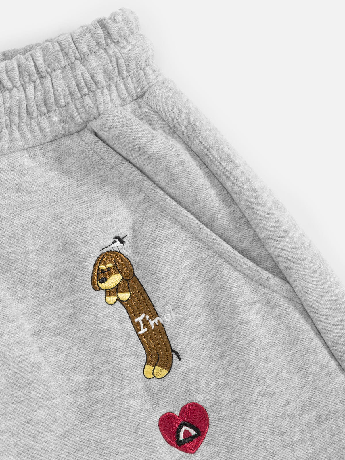 Embroidered Dog Baggy Sweatpants